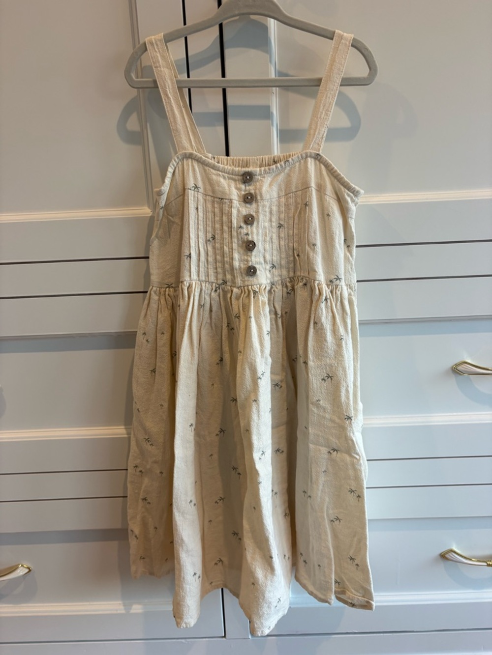 Cream Palm Tree Cotton Sundress for Kids (Rylee + Cru